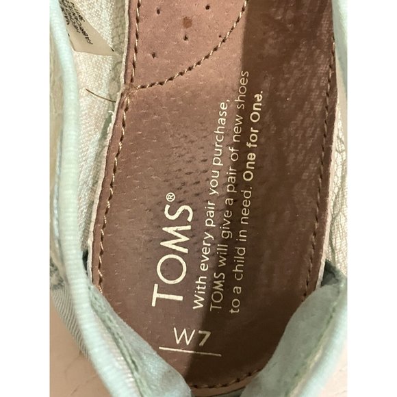TOMS Crochet Lace Women’s Shoes Size 7 teal blue  slip-on casual comfort shoes - Picture 8 of 8